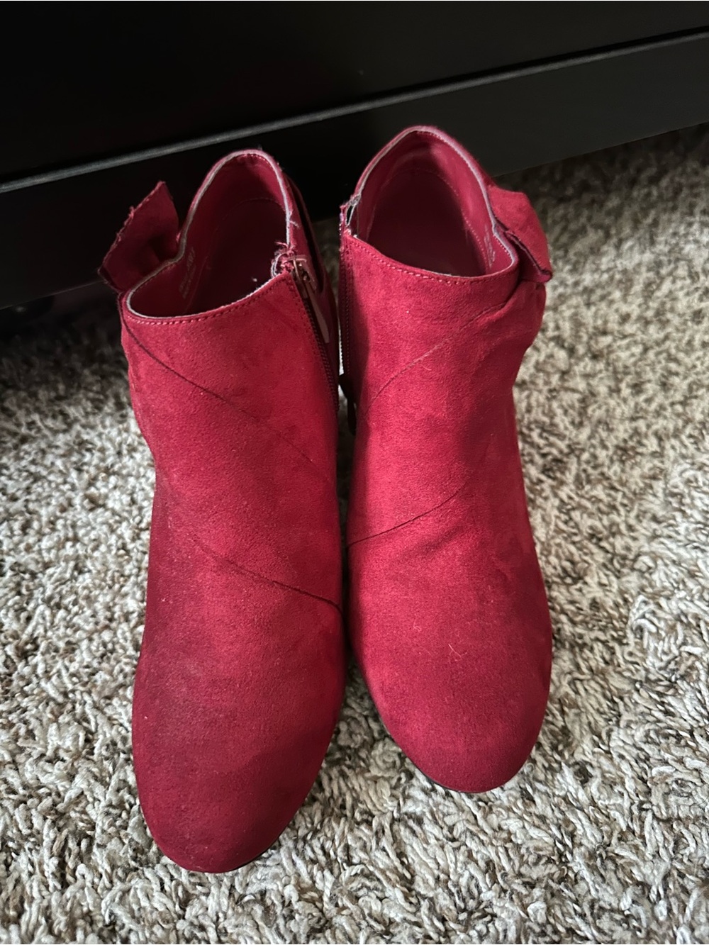 CL by Laundry Red Suede Ankle Booties with Side Zip